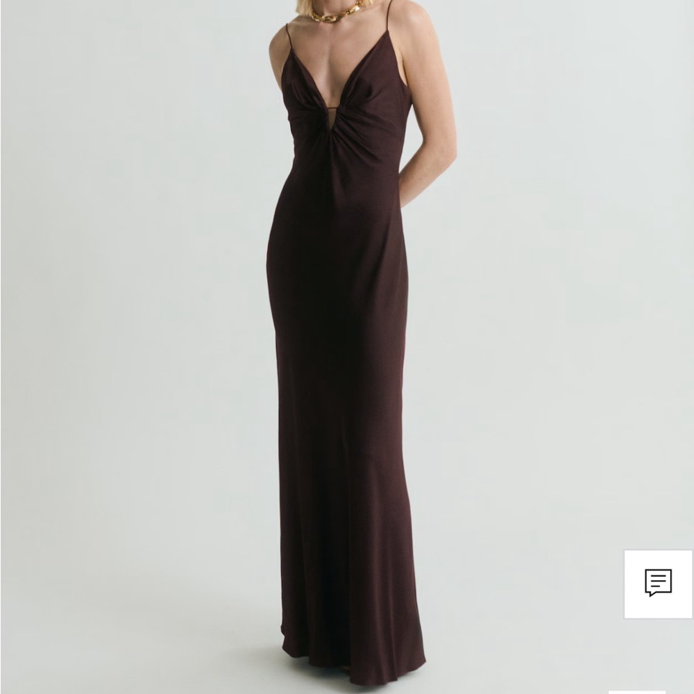 Mango V-Neck Satin Dress